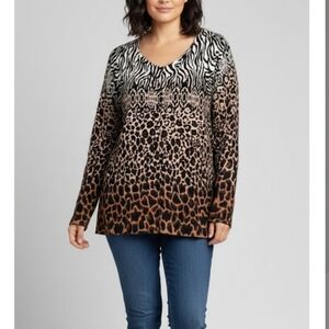 Brown Animal Print Button Cardigan